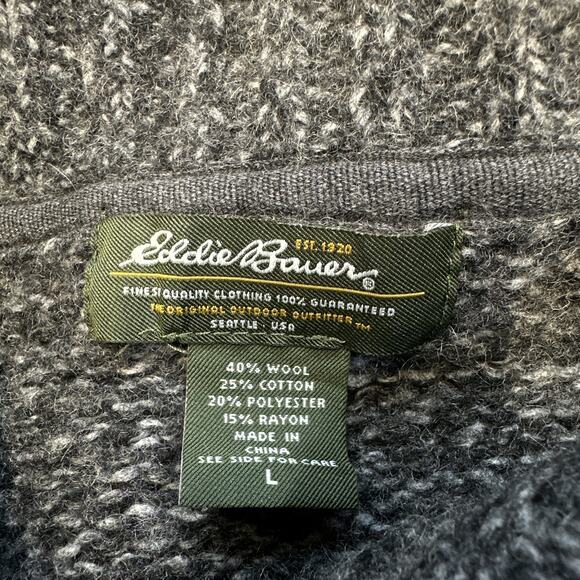 Eddie Bauer Sweater Womens Large Wool Blend Short‎ Sleeve Button Front Pockets - Picture 2 of 8
